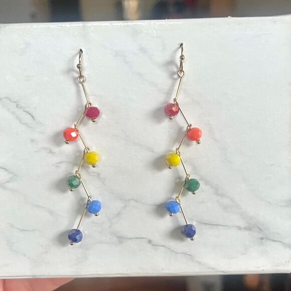 Rainbow Gay Pride Branching Gravity Earrings - Picture 2 of 3